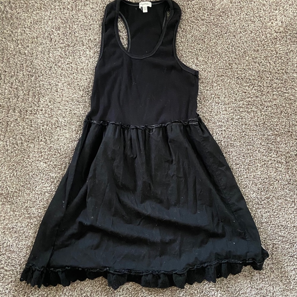 Black Tank Dress with Patterned Hem